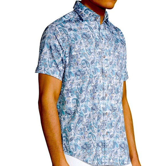 ROBERT GRAHAM ‘SHAW’ PLAID PAISLEY SHORT SLEEVE TAILORED FIT SHIRT - Picture 5 of 12